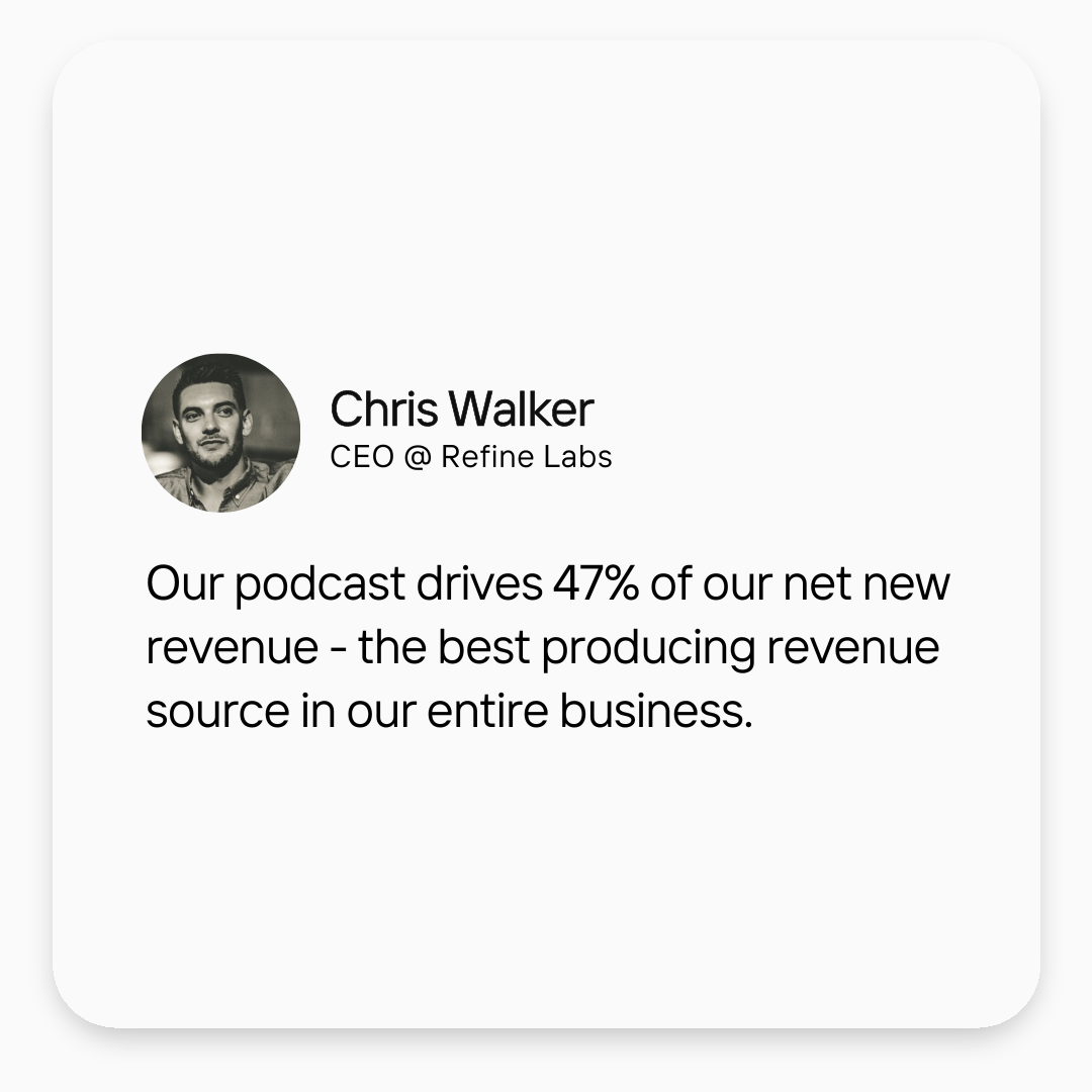 Chris Walker, CEO @ Refine Labs — Our podcast drives 47% of our net new revenue, the best producing revenue source in our entire business.